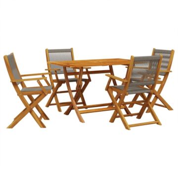 Vidaxl 5 Piece Garden Dining Set Grey Polypropylene And Solid Wood