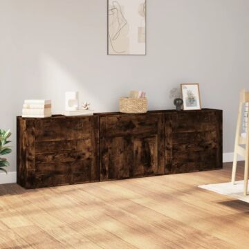 Vidaxl Sideboards 3 Pcs Smoked Oak Engineered Wood