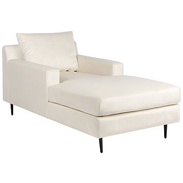 Chaise Lounge Beige Velvet Upholstery Armrests Cushion Backrest Modern Design Symmetrical Beliani