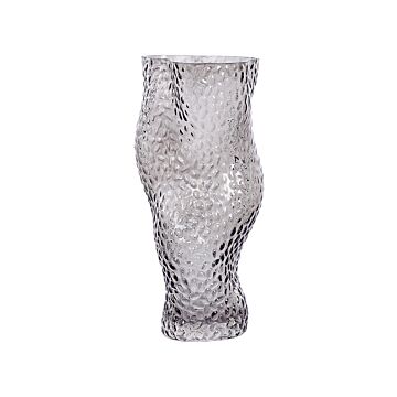 Flower Vase Grey Glass 31 Cm Decorative Tabletop Home Decoration Modern Design Beliani