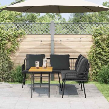 Vidaxl 2 Piece Garden Sofa Set With Cushions Black Poly Rattan