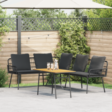 Vidaxl 2 Piece Garden Sofa Set With Cushions Black Poly Rattan