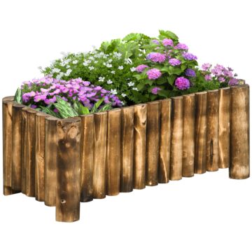 Outsunny Raised Flower Bed Wooden Rectangualr Planter Container Box Herb Pot 78l X 35w X 30h (cm)