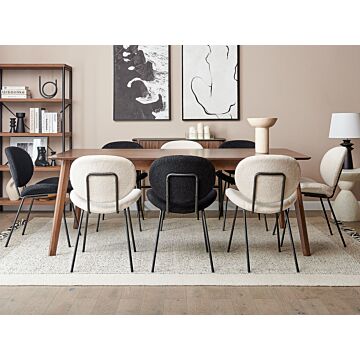 Set Of 2 Dining Chairs Black Armless Leg Caps Boucle Black Iron Legs Contemporary Retro Design Dining Room Seating Beliani