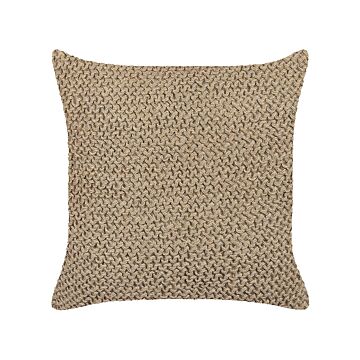 Decorative Cushion Beige Jute 45 X 45 Cm Woven Plaited Boho Decor Accessories Beliani
