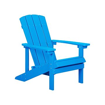 Garden Chair Blue Plastic Wood Weather Resistant Modern Style Beliani