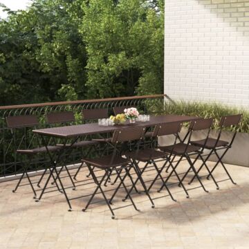 Vidaxl Folding Bistro Chairs 8 Pcs Brown Poly Rattan And Steel