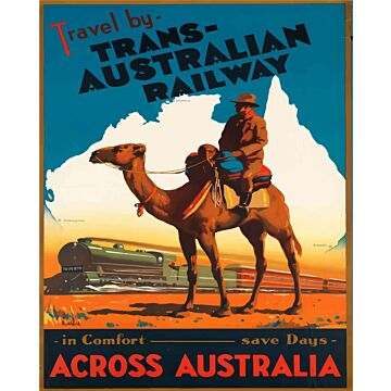 Vintage Metal Sign - Retro Advertising - Trans Australian Railway