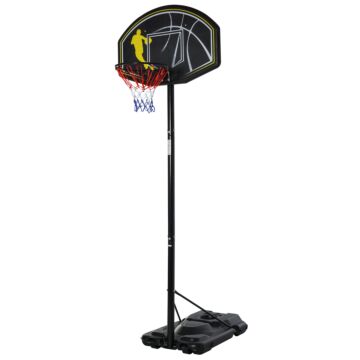 Homcom Fully Adjustable Free Standing Portable Basketball Stand Garage Net Hoop Backboard Outdoor Adult Senior Sports Fun Games W/ Wheels