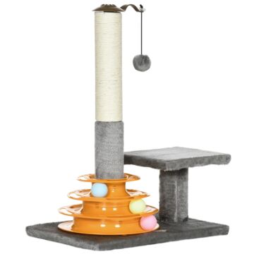 Pawhut Cat Tree Tower Activity Center Climbing Stand Kitten House Furniture With Scratching Posts Toy Abd Perch 56cm Grey