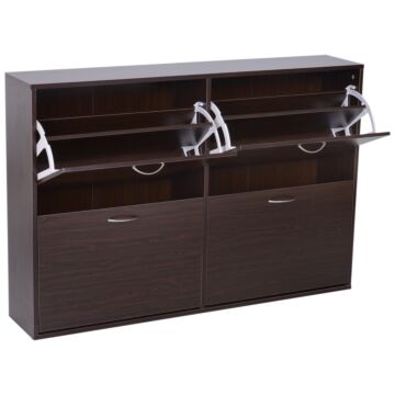 Homcom Wooden Shoes Cabinet Multi Flip Down Shelf Drawer Organizer - Dark Brown