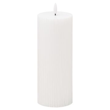 Luxe Collection Natural Glow 3"x8" Textured Ribbed Led Candle