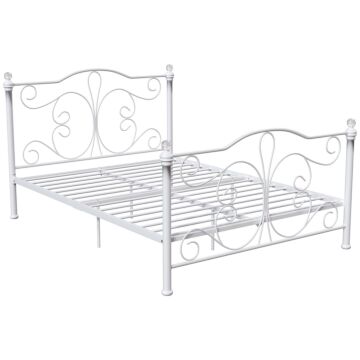 Vida Designs Chicago Double Metal Bed, White