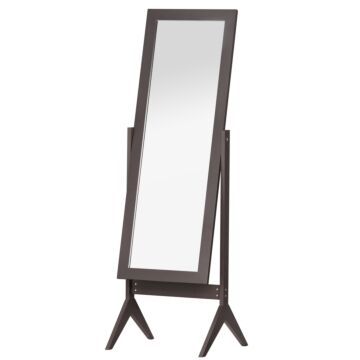 Homcom Freestanding Dressing Mirror Bedroom Tall Adjustable Angle 148x47cm Brown
