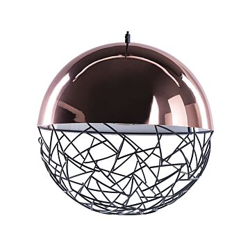 1-light Globe Pendant Light Copper Lamp Framework Modern Beliani