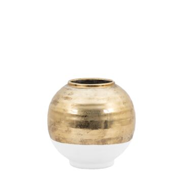 Glitz Vase Small White & Gold 180x180x170mm