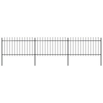 Vidaxl Garden Fence With Spear Top Steel 5.1x1 M Black