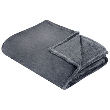 Blanket Grey Polyester 200 X 220 Cm Soft Pile Bed Throw Cover Home Accessory Modern Design Beliani