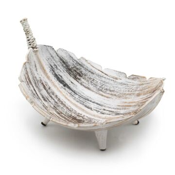 Coconut Leaf Large Fruit Bowl - Whitewash