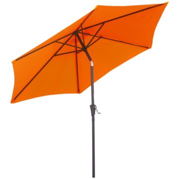 Outsunny 2.7m Patio Tilt Umbrella Sun Parasol Outdoor Garden Sun Shade Aluminium Frame With Crank（orange）