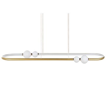 Pendant Lamp Gold Aluminium Iron Integrated Led Lights Oval Shape Hanging Modern Glamour Lighting Beliani