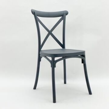 Grey Plastic French Cross Back Chair