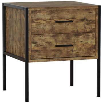 Vida Designs Brooklyn 2 Drawer Bedside Cabinet, Dark Wood