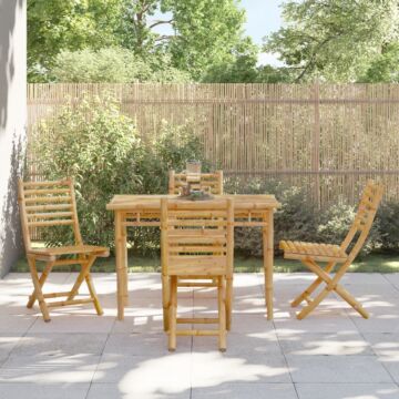 Vidaxl 5 Piece Garden Dining Set Bamboo