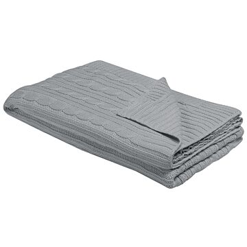 Blanket Grey Cotton 110 X 180 Cm Bed Throw Boho Beliani