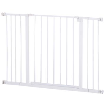 Pawhut Pressure Fitted Pet Dog Safety Gate Metal Fence Extending 72-107cm Wide