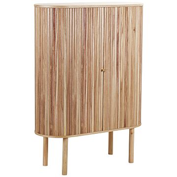 Sideboard Light Wood Mdf Paulownia Wood Front 2 Door Particle Board Pine Wood Legs With 4 Shelves Modern Bedroom Storage Solution Beliani
