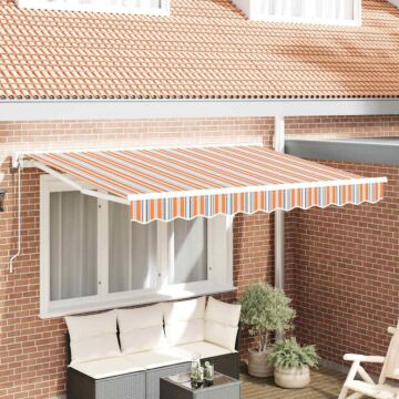 Vidaxl Retractable Awning Manual Orange, Grey, Blue White 250x200 Cm