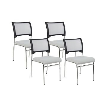 Set Of 4 Chairs Grey Armrless Leg Caps Iron Legs Stackable Conference Chairs Contemporary Modern Scandinavian Design Dining Room Seating Beliani