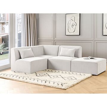 Modular Right Corner Sofa Off White Corduroy With Ottoman 3 Seater Sectional Sofa Modern Design Beliani