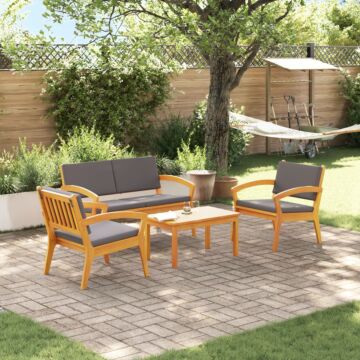 Vidaxl 4-piece Bistro Set With Cushions - Solid Wood Acacia