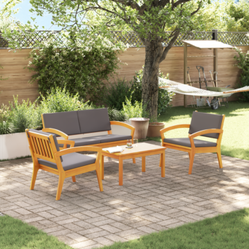 Vidaxl 4-piece Bistro Set With Cushions - Solid Wood Acacia