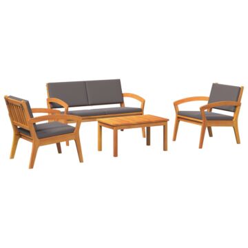 Vidaxl 4-piece Bistro Set With Cushions - Solid Wood Acacia