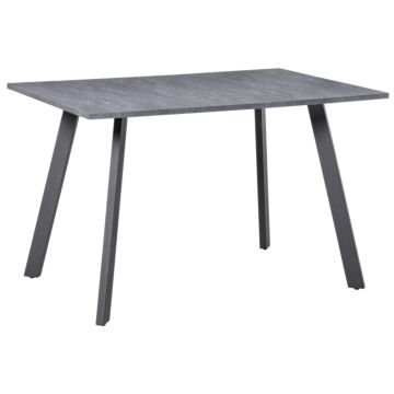 Homcom Dining Table With Metal Legs And Spacious Tabletop For Kitchen, Dining Room, Living Room, Dark Grey