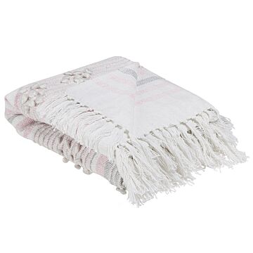 Blanket Pink 120 X 150 Cm Bed Throw Boho Beliani