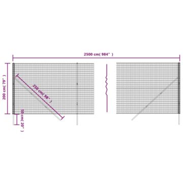 Vidaxl Wire Mesh Fence Green 2x25 M Galvanised Steel