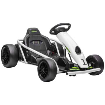 Homcom 24v Electric Go Kart For Kids, Drift Ride-on Racing Go Kart With 2 Speeds, For Boys Girls Aged 8-12 Years Old, White