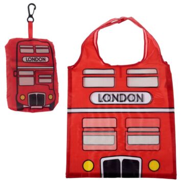 Handy Fold Up London Bus Shopping Bag With Holder