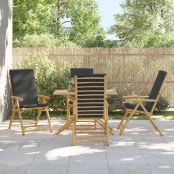Vidaxl 4 Piece Folding Reclining Chairs With Dark Grey Cushions Bamboo