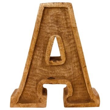 Hand Carved Wooden Embossed Letter A