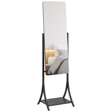 Homcom Free Standing Dressing Mirror, Full Length Mirror With Adjustable Angle, Storage Shelf For Living Room, Bedroom, Hallway