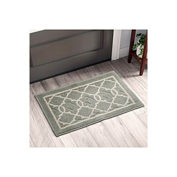 European Geometric Pattern Printed Anti Slip Area Rug Doormat For Home Entrance, Green