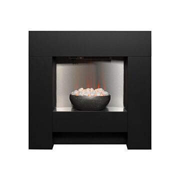 Adam Cubist Electric Fireplace Suite In Textured Black, 36 Inch