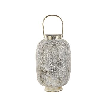 Lantern Gold Metal 40 Cm With Glass Candle Holder Oriental Openwork Boho Beliani