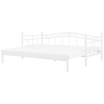 Daybed Trundle Bed White Eu Single 2ft6 To Eu King Size 5ft Slatted Base Pull-out Convertible Beliani