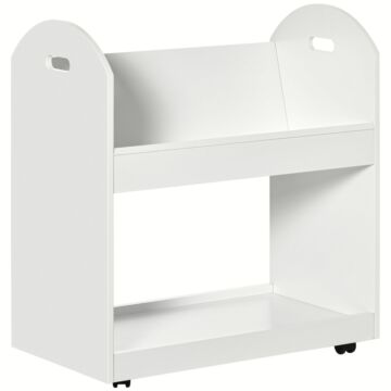 Homcom 2-tier Storage Shelves, Kitchen Cart Shelf Unit With Wheels For Dining & Living Room, Home Study, White